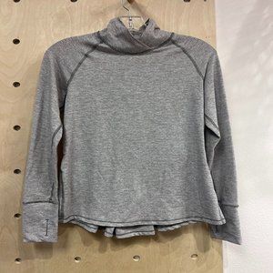 Lululemon Warm Your Core Gray High Neck Pleated Back Pullover Top Size 6